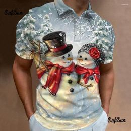 Men's Polos Hristmas Polo Shirt For Men 3d Santa Claus Printed Short Sleeved Tops Holiday Casual Clothing Loose Oversized Golf