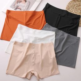 Women's Panties Silk Female Underwear Soft Boyshort Mid-waist Underpants For Ladies Soild Lingerie Safety Pantys Drop