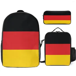 Backpack 3 In 1 Set 17 Inch Lunch Bag Pen German Flag Firm Casual Graphic Cosy Schools Infantry Pack