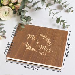 Party Supplies Brown Guest Book 8.5x7 Inch Wood Wedding Sign-in