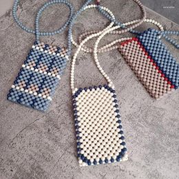 Evening Bags Casual Versatile Handmade DIY Beaded Mobile Women's Fashion INS Splice Knitting Design Crossbody Bag 2024 Bolsos Para Mujer