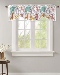 Curtain Cartoon Animal Branch Elephant Window Valance Kitchen Cafe Short Curtains Living Room Tie-Up