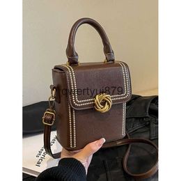 Shoulder Bags High end handbag for women in 2023 new trendy and fashionable style textured shoulder bag for and winter Maillard crossbody small square bagH2422