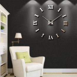 New Home decoration big 27 47inch mirror wall clock modern design 3D DIY large decorative wall clock watch wall unique gift LJ20122399