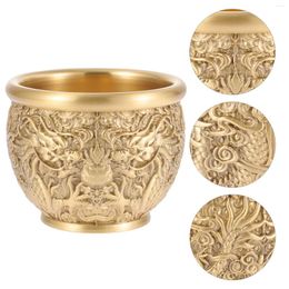 Bowls Treasure Basin Gold Brass Bowl Desktop Decorative Chinese Style Offering