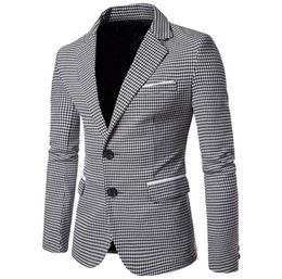 NIBESSER Casual Plaid Print Men Blazer Fashion Long Sleeve Wedding Dress Coat Autumn White Social Business Mens Blazer Jacket1095652