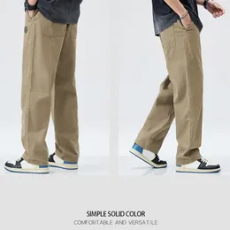 Men's Pants Regular Fit Sweatpants Retro Style Wide Leg Cargo With Elastic Waist Pockets For Comfortable Warm Full Length