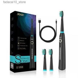 Toothbrush Seago Automatic Sonic Toothbrush Household 5 Modes Usb Rechargeable Electric Toothbrush Waterproof With 3 Brush Heads Q240202