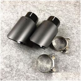 Muffler 2 Pieces Fl Black Stainless Steel Akrapovic Exhaust Tips Car Er Styling Drop Delivery Mobiles Motorcycles Parts System Dhwh5