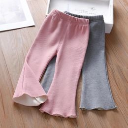 Trousers Baby Girls Thin Velvet Bell Bottom Pants Korean Style Toddler Flare Kids Fall Children Boot Cut For