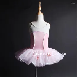 Stage Wear Girls Velvet Camisole Ballet Tutu Dress Women Pink Performance Costume Support Dance C288