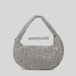 Shoulder Bags alf Moon Rinestone Evening Clu Party Bag for Women Luxury Designer andbag Purse 2024 Fasion Colour Siny Diamond SoulderH2422