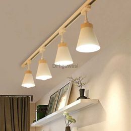 Track Lights Modern Track Lighting Spotlight Lot Nordic Wood Track Light Led Fixture Plafond Lamp for Clothing Store 4 lamp heads track 1.5m led bulbs YQ240124