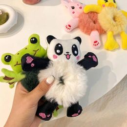 Hair Accessories Kawaii Women Elastic Rubber Head Cartoon Plush Frog Rabbit Cat Stuffed Animal Scrunchie Girl Band