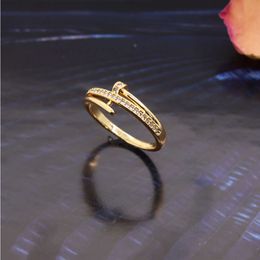 Fashion Jewellery Ring Shank Nail Zirconia Jewellery Ring Gold Plated Women's Nail Ring Finger