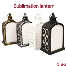 Christmas Decorations Sublimation Christmas Led Lanterns Fireplace Lamp Handheld Light Double Sided For Home And Outdoor Decorations U Dhw4K