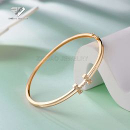 Wholesale High Quality Charm Jewellery Pure 18k Gold Bracelet Natural Diamond Letter h Fine Jewellery Bracelets