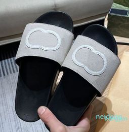 Designer Slippers Slides Classic Flat Summer Brown Print Casual Canvas Slipper Rubber Flops Leather Men Slippers Classical Women Shoes Sandals