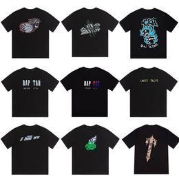 SS New Rapstar T-shirt Round Neck Flame Dice Gradient Camo Letter Mens and Womens T-shirtS Loose and Thin Pullover Pure Cotton Couple Short Sleeve Tees Top clothes