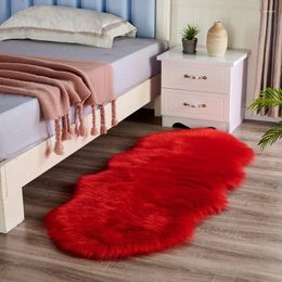 Blankets Irregular Imitation Wool Solid Colour Plush Living Room Bedroom Bedside Carpet White Blanket