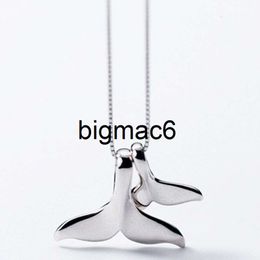 Pendant Necklaces Silver Double Whale Tail Pendants For Women Flyleaf Creative Lady Fine Wedding Party Jewellery Valentines Day Gif