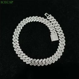 Luxury 18mm S925 Silver Iced Out Vvs Baguette Moissanite Cuban Link Chain Diamond Necklace Hiphop Jewellery Men
