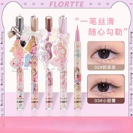 FLORTTE Waterproof Eyeliner Longlasting Nonremoval of Makeup Mikko Cobranded Color Liquid Glitter Cosmetics 240123