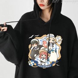 Women's Hoodies Spy X Family Print Women Hoodie Anya Forger Sweatshirt Penguin Graphic Hooded Clothes Casual Cartoon Top Pullover Female