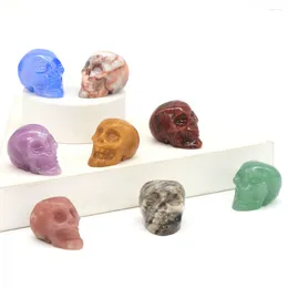 Decorative Figurines 30mm Skull Statue Natural Stone Carved Energy Ore Mineral Healing Crystal Figurine Home Decor Ornament Gem Crafts