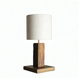 Table Lamps Small Lamp Wabi-sabi Style Retro Fabric Wood Chinese Weathered Bedside Sofa Japanese Log Desk Lights