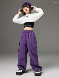 Stage Wear Girls Hip Hop Costume Jazz Dance Crop Tops Loose Pants Kids Modern Practice Performance Clothes Fashion Clothing BL12264