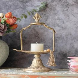 Candle Holders French Style High Legged Iron Decorative Tray Swinging And Shooting Props Jewellery Rack Retro Vintage Christmas Holder