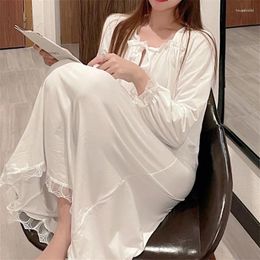 Women's Sleepwear Fdfklak Ins Palace Sleep Dress Spring Autumn Long-Sleeve Nightgowns Princess Nightdress Comfortable Home Clothes