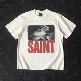 Men's T-Shirts 24SS Saint Michael Streetwear Best Quality Astronaut Graphics Hip Hop Clothing Loose Oversized T Shirt Tops Tees Men Women T240202