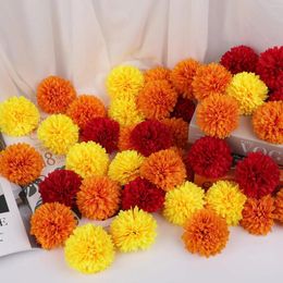 Decorative Flowers Colourful Artificial Silk Marigold With Stem For DIY Wreath Wedding Birthday Halloween Thanksgiving Home Decoration