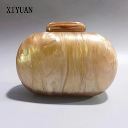 XIYUAN Oval Shell Goose Egg Acrylic Clutch Purse Green/Red/Pink/Blue Chain Shoulder Crossbody Bag Wedding Clutches Party Handbag 240125