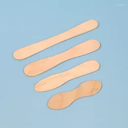 Disposable Flatware 50/100 Pcs Natural Wooden Ice Cream Spoon Dessert Sticks Spatula For Wedding Party Tableware Kitchen Accessories Tool