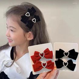 Hair Accessories Bow Kids Red Hairpins Year Princess Girls Bowknot Rhinestone Headwear Clips Gifts For