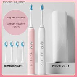 Toothbrush Toothbrush Wireless Charging Travel Case IPX7 Dupont Soft Bristle Electric Charger Adult Sonic Teeth Whitening Brush Pink White Q240202