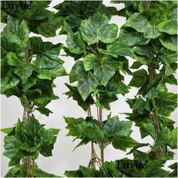 Decorative Flowers Wreaths Real Artificial Flower Silk Grape Leaf Garland Faux Vine Ivy Indoor /Outdoor Home Decor Wedding Green Chr Dhxnq