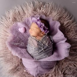 Blankets Wool Felted Round Blanket Basket Stuffer Handcraft Baby Po Shoot Backdrop Little Infant Layer Born Pography Prop