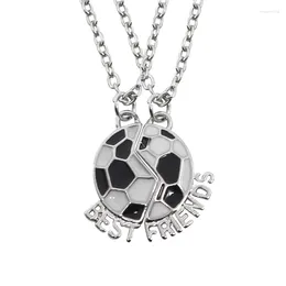 Pendant Necklaces 2Pcs Trendy FRIENDS Necklace Football Friendship Two Parts Splicing Enamel Soccer Women Men Gift