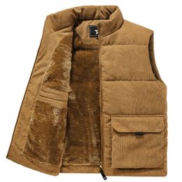 Winter Fashion Wool Vest Male CottonPadded Vests Coats Men Sleeveless Jackets Warm Waistcoats Clothing Plus Size 6XL 240130