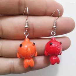 Dangle Earrings Yungqi Cartoon Fish Cute Resin Colourful Animal Golden Quality Drop For Girls Women Children Birthday Gift