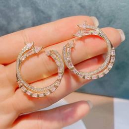 Stud Earrings Luxury Baguette For Women Wedding Cubic Zirconia Dubai Bridal Costume Jewelry Gift Summer Party E10178