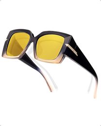 LVIOE Oversized Women Night Vision Glasses for Driving Fit Over Glasses with Polarised Yellow Tinted Lenses LN7519