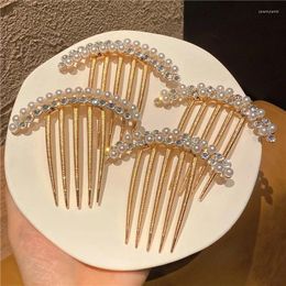 Hair Clips Luxury Elegant Pearl Combs Hairpin Women Crystal Bun Decor Wedding Bridal Claw Party Jewelry Accessories