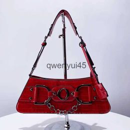 Shoulder Bags Moto Biker Y2K Bag For Women Luxury Designer andbags Purse 2024 New In Vintage Rivet Leer Cains Decorate Ladies SoulderH2422