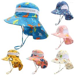 Hair Accessories Panama Summer Sun Hat For Girls Breathable Mesh Boy Cap Cotton Baby With Shawl UV Bucket Toddler Kids Fisherman