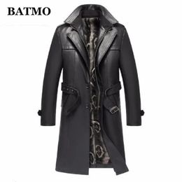arrival autumn winter real Leather thicked trench coat menLeather jacket menLong Overcoat plus-size S-5XL 240126